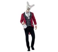 Smiffys Déguisement Lapin blanc Deluxe, Rouge, avec veste, fausse chemise, masque en EVA et montre à gousset Halloween, Carnaval