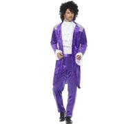 Smiffy's - Costume musicien années 80, pourpre avec veste et fausse chemise - Taille L
