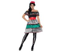 Smiffys Deguisement Senorita jour des morts (Robe, ceinture, bandeau),Multicolore,S