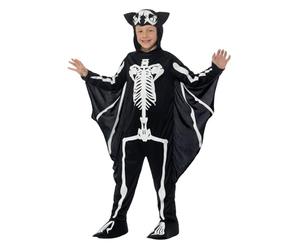 Smiffys Déguisement squelette de chauve-souris, Noir, avec combinaison à capuche et ailes attachées Halloween