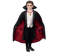 Smiffys Déguisement Universal Monsters Dracula, Veste avec faux gilet et haut, cape et médaillon Halloween, Carnaval