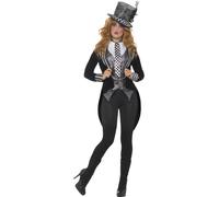 Smiffys Déguisement Melle chapelier sombre Deluxe, Noir, avec veste, gilet, nœud papillon et chapeau