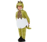 Smiffys Deluxe Déguisement de dinosaure tout juste éclos pour tout-petit, Vert, Déguisement complet avec capuche et pantalon Halloween, Carnaval