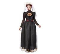 Smiffys Costume de mariée Sacré-Cœur DOTD, Noir, Robe et serre-tête à voile Halloween