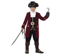 Smiffys Costume Deluxe Capitaine Pirate, Noir, avec Veste, Gilet, Pantalon, Foulard et Chapeau Halloween