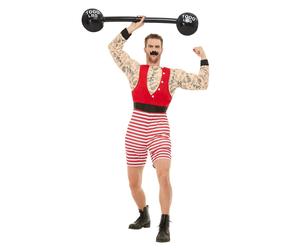 Smiffys Deluxe Strongman Costume, Red & White (Size L)