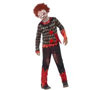 Déguisement Zombie Clown Enfant Halloween 7 À 9 Ans Rouge