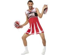 Smiffys Donne moi un...Déguisement de pompom girl, Blanc et rouge, Robe et pompons Halloween