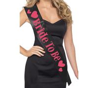 Smiffys - Écharpe de fête pour femme "Bride To Be" - Polyester SM162 (Taille unique) (Noir/Rose)