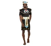 Smiffy's Déguisement de roi égyptien – Noir, tunique et coiffe – Halloween – Taille M