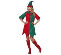 Smiffys Costume d'elfe, Rouge et vert, avec bonnet et tunique Halloween