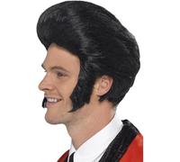 Smiffy's Perruque Homme années 50 Roi de la banane – Noire avec rouflaquettes – Taille Unique G