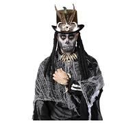 Smiffys Ensemble de bijoux vaudou en ivoire vieilli, avec collier et bracelet tête de mort perlée Halloween, Carnaval