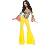 Smiffys - Ensemble de déguisement "70s Groovy Babe" pour femme SM1068 (S) (Jaune/coloré)