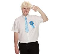 Smiffys Ensemble de politicien chic, Perruque Blonde, Cravate & Badge Rosette Halloween, Carnaval