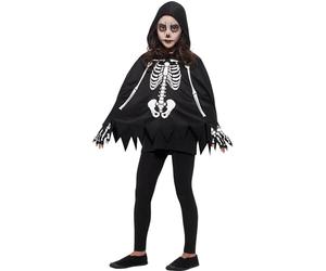 Smiffys Ensemble de squelette, Noir et blanc, avec une cape et des gants Halloween
