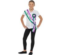 Smiffy's Ensemble suffragette victorienne – Blanc et violet – Écharpe et rosette (Halloween)