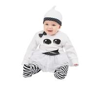 Smiffys Fille fantôme pour bébé, Noir et blanc, Combinaison avec tutu et chapeau Halloween