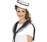 Smiffys Foulard de Marin et Chapeau, Blanc Halloween