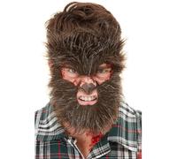 Smiffys Fourrure pour visage de Loup-garou, Marron, avec elastique
