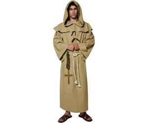 Smiffys Frère Tuck vieille Angleterre, marron, avec soutane, capuche, ceinture et croix Halloween