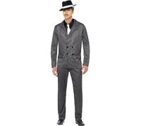 Smiffy's - Costume de gangster 50's - veste rayée, pantalon, plastron et cravate - L Bleu