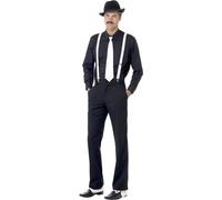 Smiffys - Gangster pour homme - Ensemble d'accessoires de costume - Polyester SM1014 (Taille unique) (Noir/Blanc)