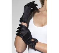 Smiffys Gants, Courts, Noir, avec Nœud