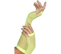 Smiffy's Gants en résille sans doigts 80's – Vert fluo – Longs – Taille unique – Halloween
