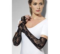 Smiffy's Gants mitaines en dentelle gothique – Noirs, longueur intégrale – Halloween/Carnaval
