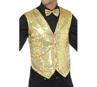 Smiffys Gilet à sequins, doré Halloween