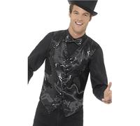 Smiffys Gilet À Sequins, Noir Déguisement Unisexe Adulte, Gilet à Paillettes Homme