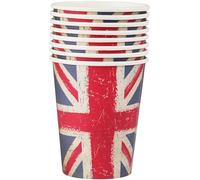 Smiffys 52615 Lot de 8 gobelets en carton imprimé style vintage Union Jack, unisexe, pour adulte, rouge, bleu et blanc, taille unique