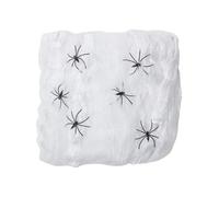 Smiffys Grande décoration toile d'araignée, 220 g, avec 6 araignées en plastique Halloween, Carnaval