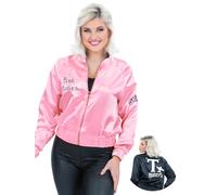 Smiffys Grease Veste réversible rose pour femme et T-Birds pour femme, accessoire de déguisement Rock n Roll des années 1950, accessoire de déguisement pour musicals, enterrement de vie de jeune fille