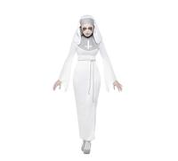 Smiffy's Costume Nonne d'asile hanté – robe, ceinture et accessoire pour la tête – Blanc