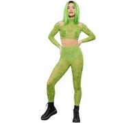 Smiffys Haut court et legging extra-fins canna ever, Impression pailletée Halloween, Carnaval