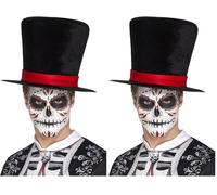 Smiffys Haut de forme Jour des morts-vivants, Noir Halloween (Lot de 2)