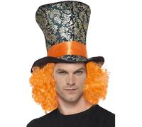 Smiffys Haut-de-forme, Multicolore, avec cheveux attachés Halloween, Carnaval