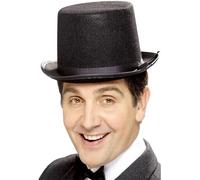 Smiffys Haut-de-forme, noir, feutre avec bande noire Halloween, Carnaval