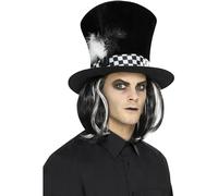 Smiffy's Haut-de-forme noir avec cheveux – Halloween, Carnaval