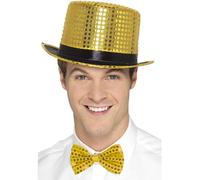 Smiffys Haut de forme pailleté, or, avec un bord intérieur élastique