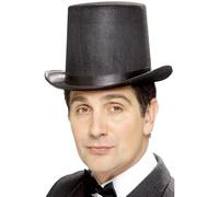 Smiffys Haut-de-forme tuyau de poêle, noir, feutre avec bande noire Halloween