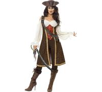Smiffys High Seas Pirate Wench Costume, Brown (Size M)