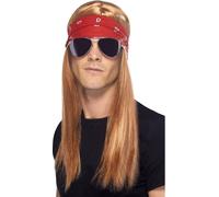 Smiffys - Hommes Set d'accessoires de déguisement "90s Rocker" - Plastique SM1360 (Taille unique) (Marron rouge/rouge/noir)