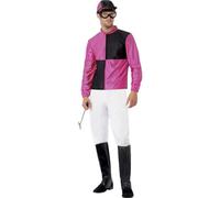 Smiffys Jockey Costume, Pink & Black (Size M)