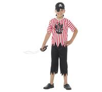 Smiffys Jolly Pirate Boy Costume, Red & White (Size M)