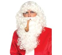 Smiffys Kit accessoires Père Noël, Blanc, avec perruque, barbe, lunettes et pipe, Deluxe