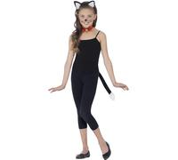 Smiffy's Kit de déguisement chat – oreilles, collier et queue – Noir, taille unique, pour fille