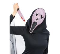 Smiffys Kit de crieur rose avec bijoux, masque et couteau, costume d'Halloween pour femme, kit d'horreur rose effrayant, déguisement pour femme, masque et accessoires pour fêtes d'Halloween